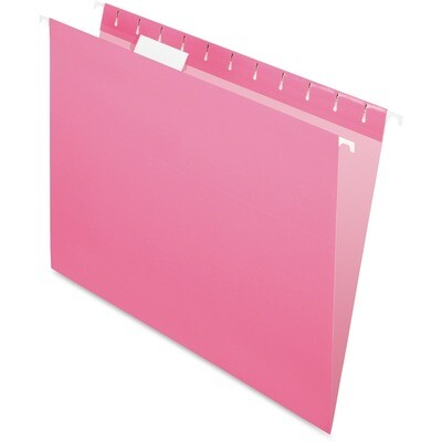 Hanging Folder, Letter, Pendaflex Pink, 25 Box, 1/5 Tab Cut, Recycled