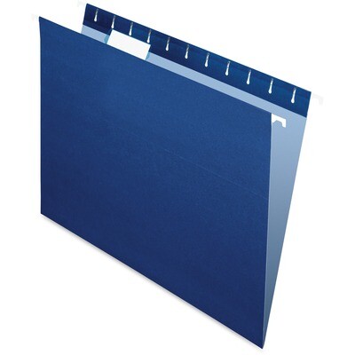Hanging Folder, Letter, Pendaflex Navy, 25 Box, 1/5 Tab Cut, Recycled