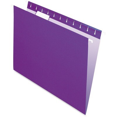 Hanging Folder, Letter, Pendaflex Violet, 25 Box, 1/5 Tab Cut, Recycled