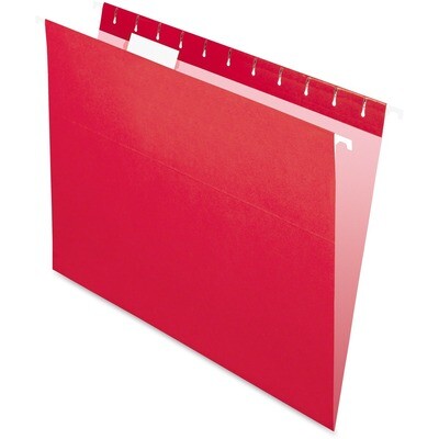Hanging Folder, Letter, Pendaflex Red, 25 Box, 1/5 Tab Cut, Recycled
