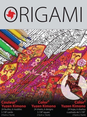 Origami Paper Coloring, Yuzen Kimono, 15 x 15 cm, 24 Pack
