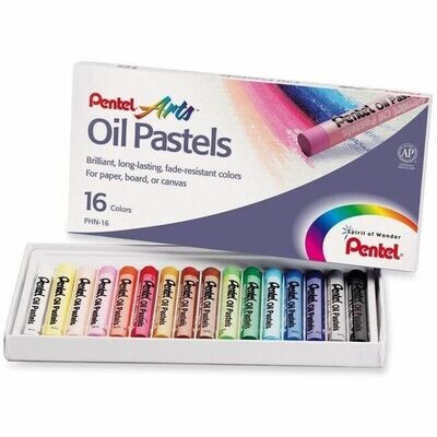 Pastels, Oil, Pentel Arts Box of 16, Assorted