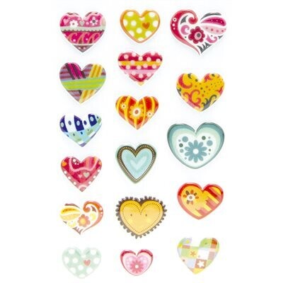 Stickers, Cooky Pattern Hearts, 17 Stickers
