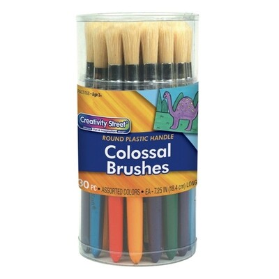 Paint Brush, Colossal Stubby, Single Round Plastic Handle, Assorted Colours