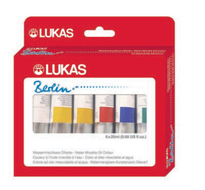 Oil Colours, Water mixable, Lukas Berlin, Student Quality Oil, 6pk