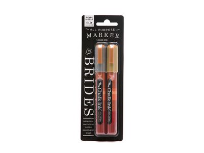Chalk Ink Marker, For Brides 2 Pack, Silver &amp; Gold, Wet Wipe