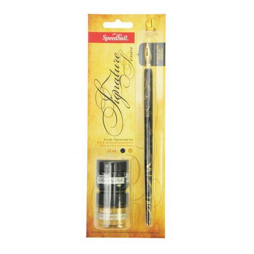 Calligraphy Set Speedball Signature Series, Super Black and Gold ink