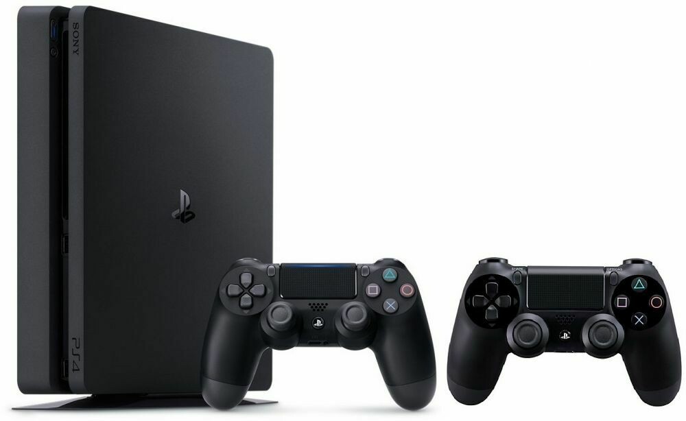 Sony Playstation 4 500 GB Slim With 2 Dual Shock Wireless Controllers, Black