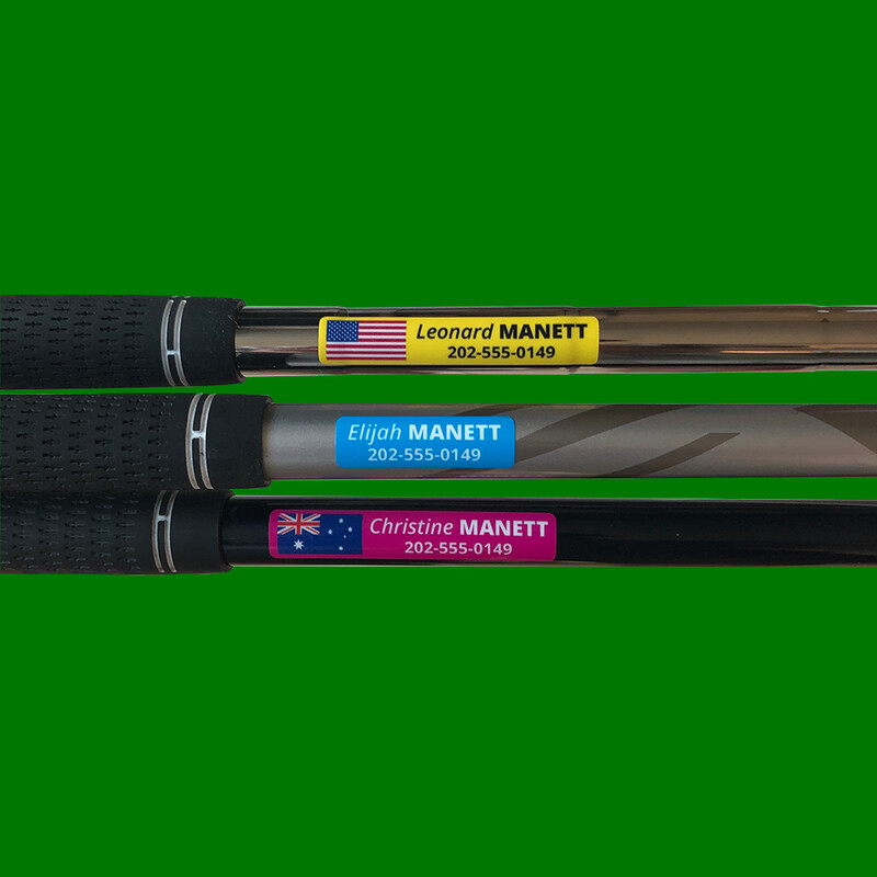 Name Stickers for Golf Equipmet with Flag