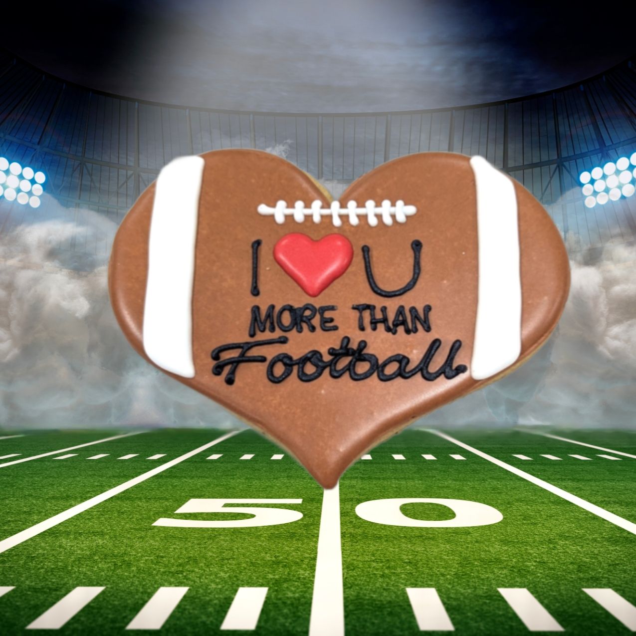 XL Heart Football Cookie