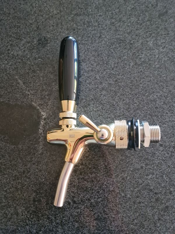 Keg Gold Plated Compensated Tap With 35mm Flange Keg Gold Plated Compensated Tap With 35mm Flange