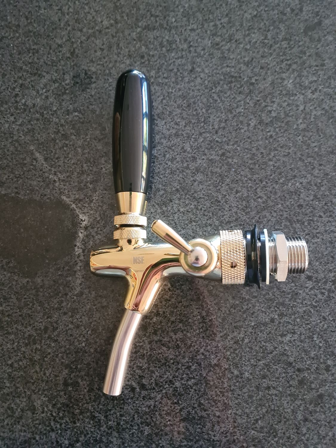 Keg Gold Plated Compensated Tap With 35mm Flange