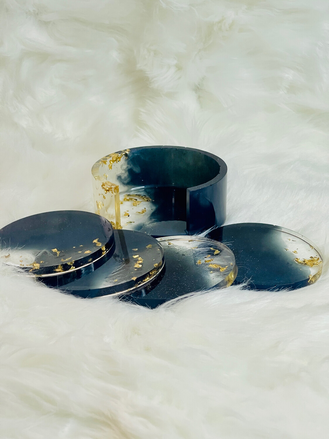 Midnight Blue Coasters and Holder