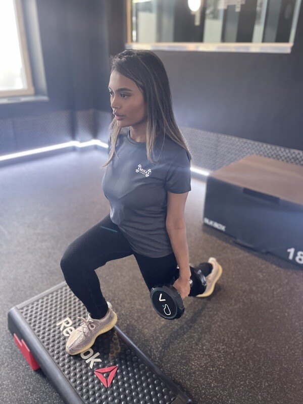 MB2 Womens Fitted T-Shirt Charcoal Grey/White