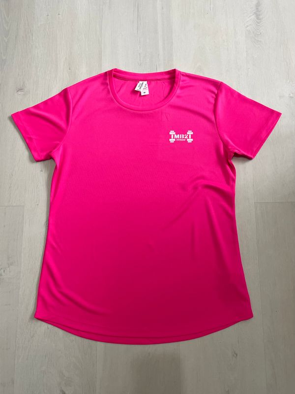 MB2 Womens Fitted T-Shirt Hyper Pink/White