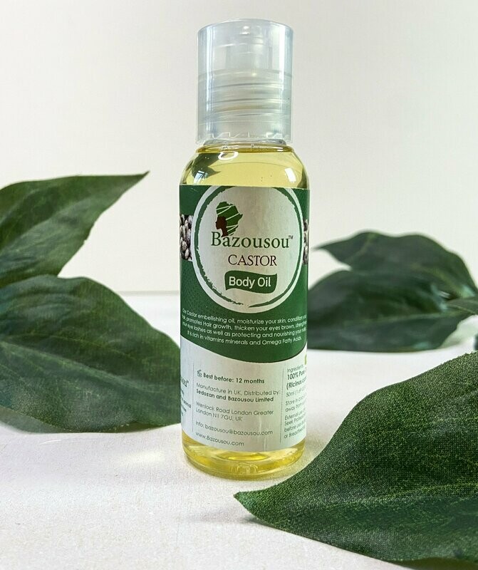 Bazousou 100% Pure Unrefined with Cold Pressed Castor Oil (Ricinus communis) 50 ml