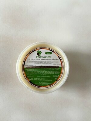 Bazousou Community Trade 100 % Unrefined Natural African Shea Butter from Ivory Coast.
Solid (170 g / 6 oz)