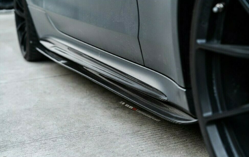 W205 C63 Coupe AMG Cubiertas de faldones laterales superiores de fibra de carbono para Mercedes Benz
