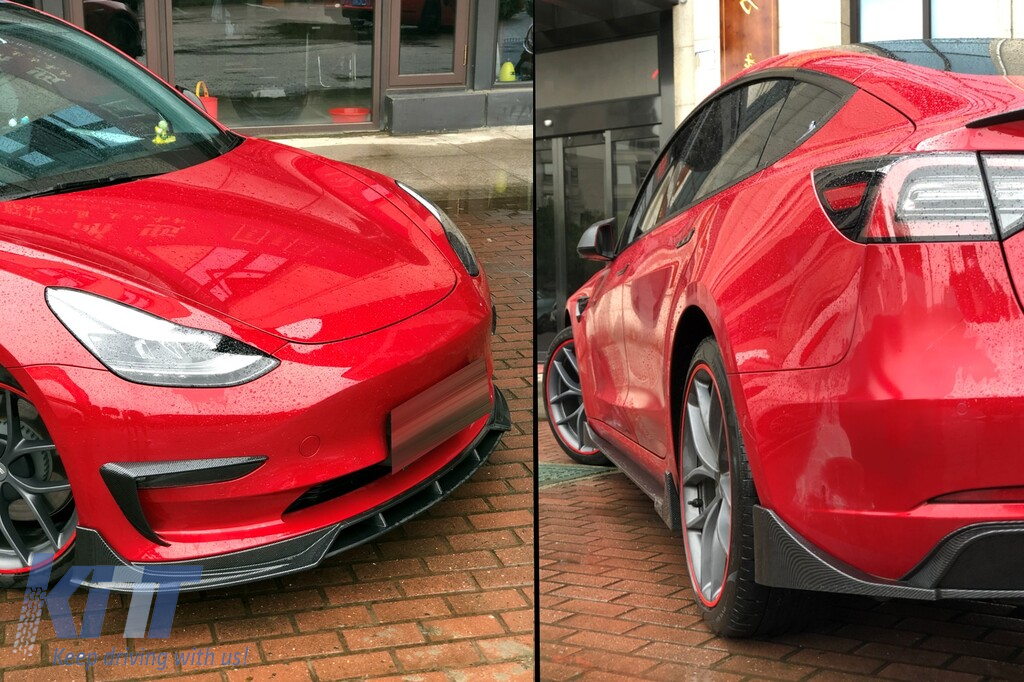 Extensión del kit de carrocería Aero adecuada para Tesla Model 3 (2017 en adelante) Carbon Look