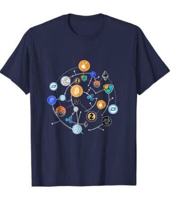 Cryptocurrency T-shirt. Ethereum, Bitcoin, Litecoin, T-shirt