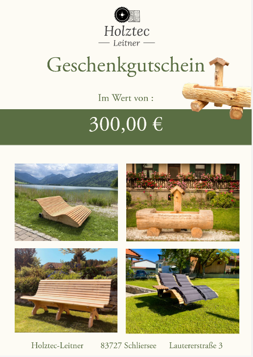 Geschenkgutschein 300,00 € als PDF Datei