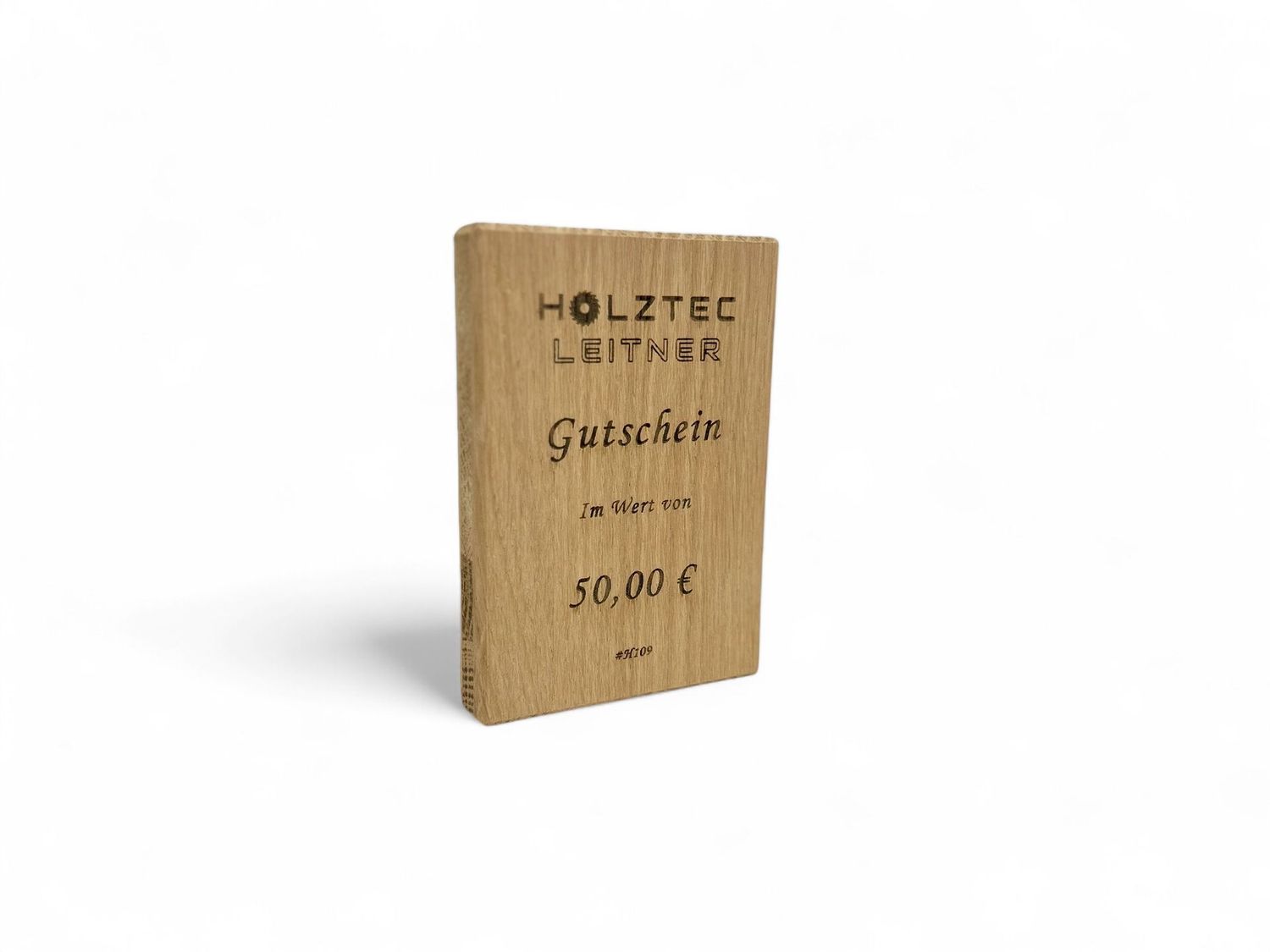 Geschenkgutschein aus Eichenholz, Gutscheinwert: 50