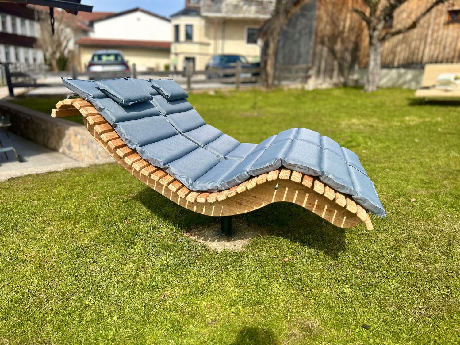 Doppelliege ,,Walchensee Doppelliege ,,Walchensee" mit Drehgestell zum Einbetonieren und Polster, Polsterfarbe: Anthrazit