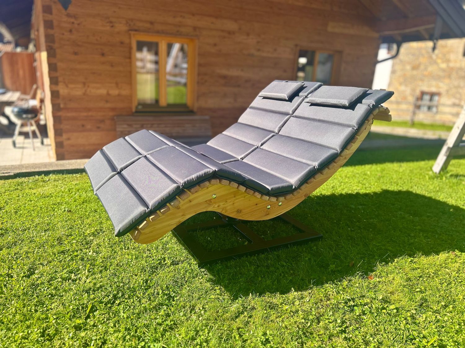 Doppelliege ,,Tegernsee Doppelliege ,,Tegernsee" Wellenliege mit Drehgestell und Polster, Polsterfarbe: Anthrazit
