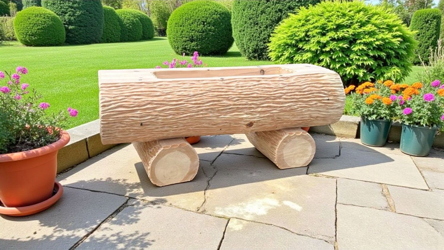 Holzbrunnen ,,Wallberg Holzbrunnen ,,Wallberg" Baumstammbrunnen aus Tannenholz strukturiert