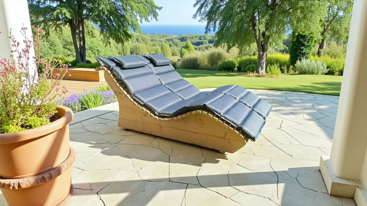 Himmelsliege ,,Kaisersee Himmelsliege ,,Kaisersee" Sonnenliege aus Fichtenholz mit Polster