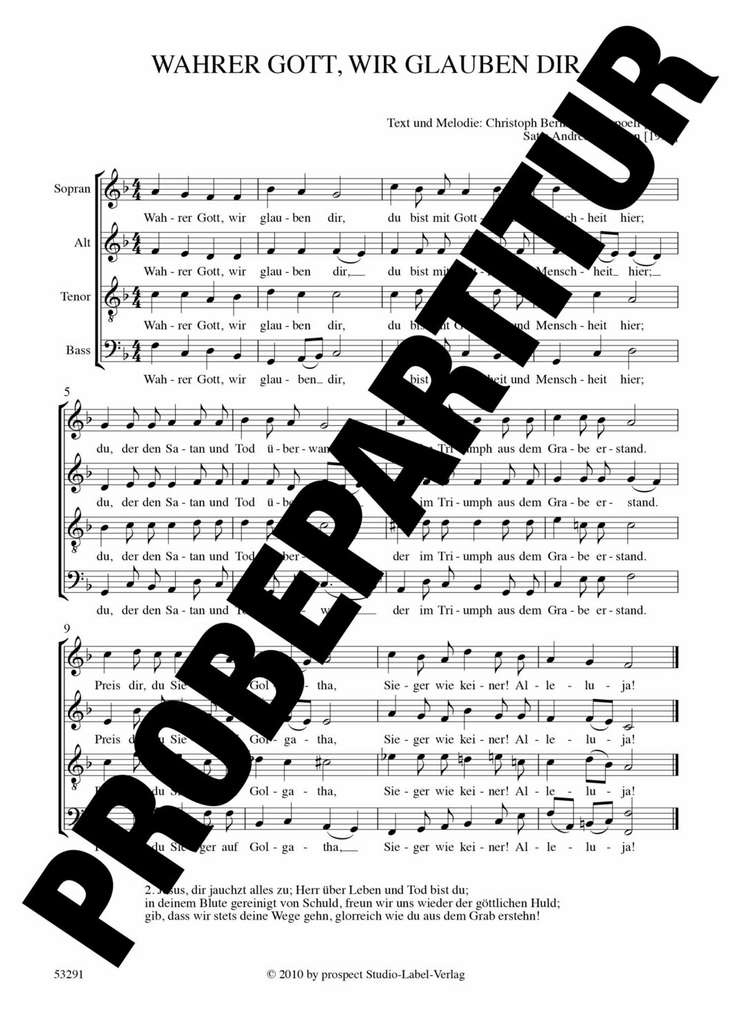 arr. Andreas Lamken: Wahrer Gott, wir glauben dir | Chor SATB | Partitur