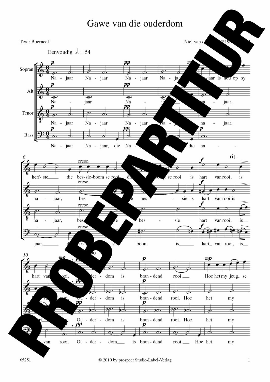 Niel van der Watt: Gawe van die ouderdom | Chor SATB | Partitur