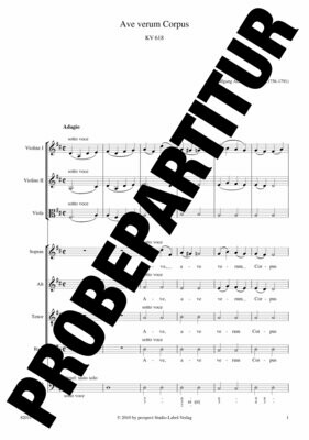 Wolfgang Amadeus Mozart: Ave verum Corpus | Chor SATB, Streicher und Orgel | Partitur Wolfgang Amadeus Mozart: Ave verum Corpus | Chor SATB, Streicher und Orgel | Partitur
