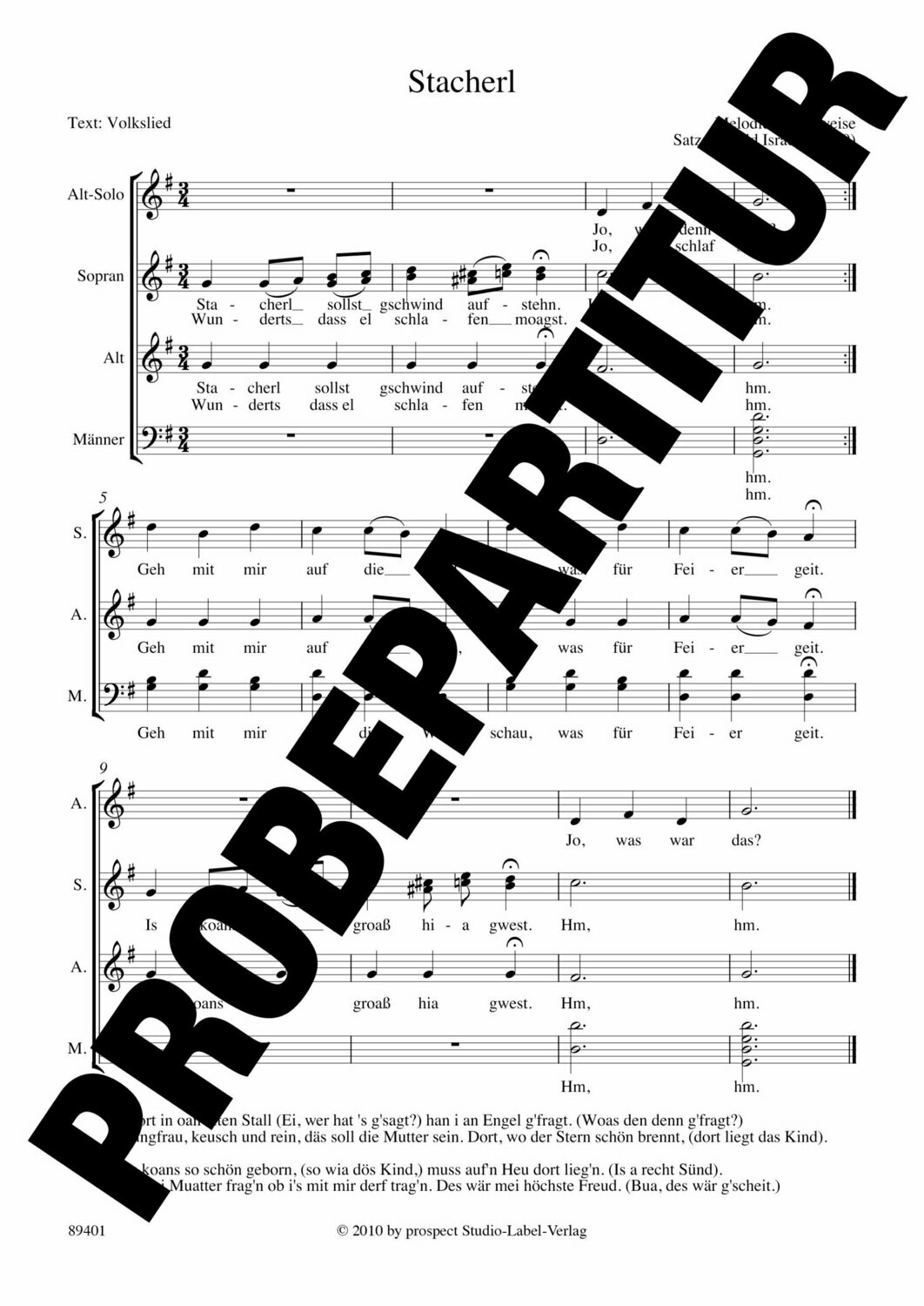 Traditionell (arr. Helfrid Israel): Stacherl | Chor SATB | Partitur