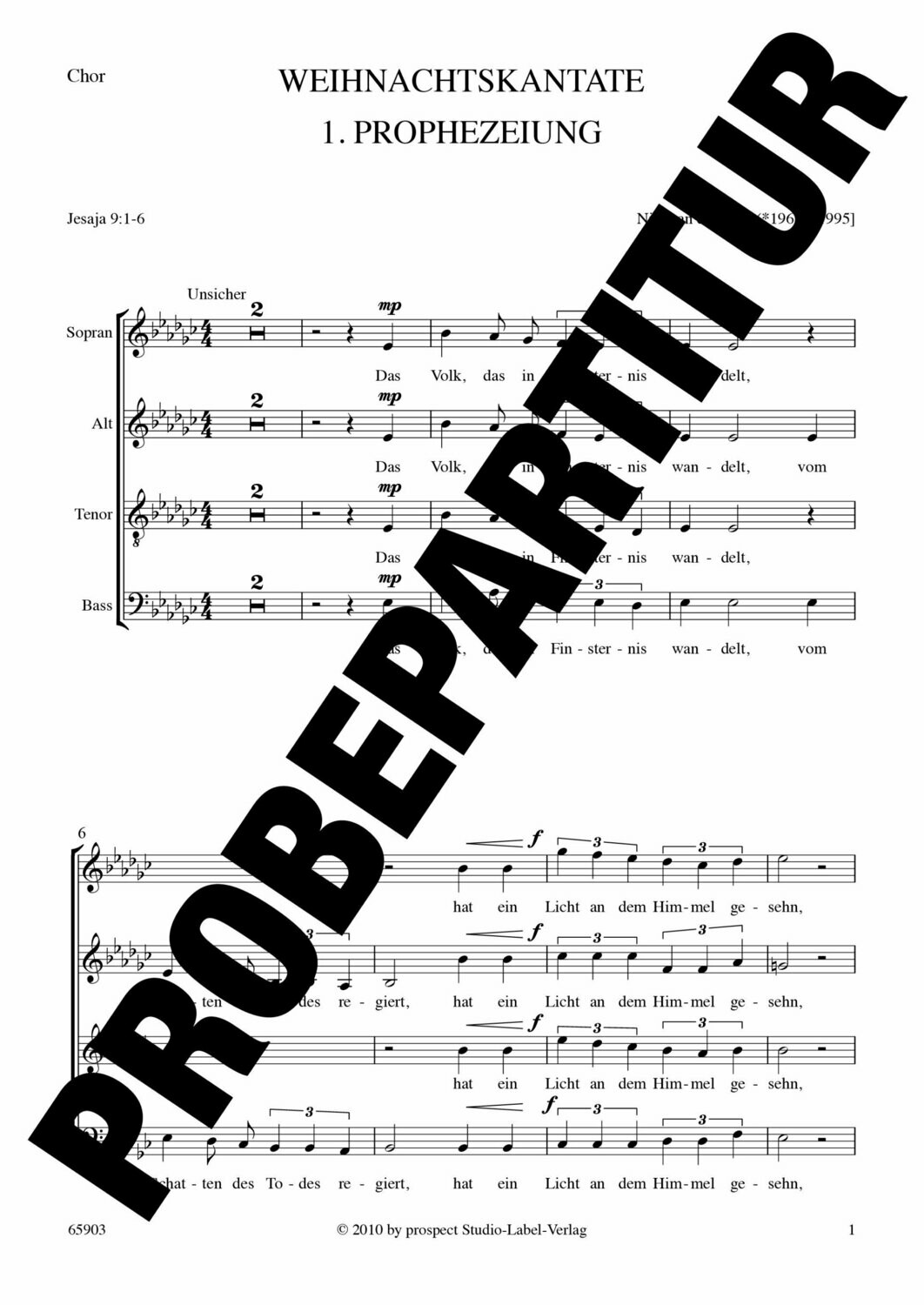 Niel van der Watt: Weihnachtskantate | Sopran und Bariton solo, Chor SATB, Orgel und Streichorchester | Chorpartitur