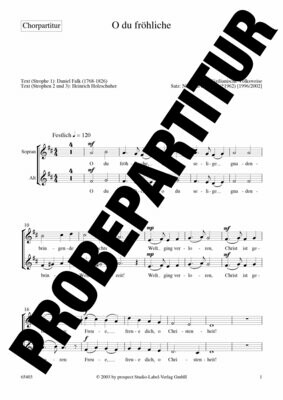 arr. Niel van der Watt: O du fröhliche | Chor SA, Streicher und Orgel | Chorpartitur arr. Niel van der Watt: O du fröhliche | Chor SA, Streicher und Orgel | Chorpartitur
