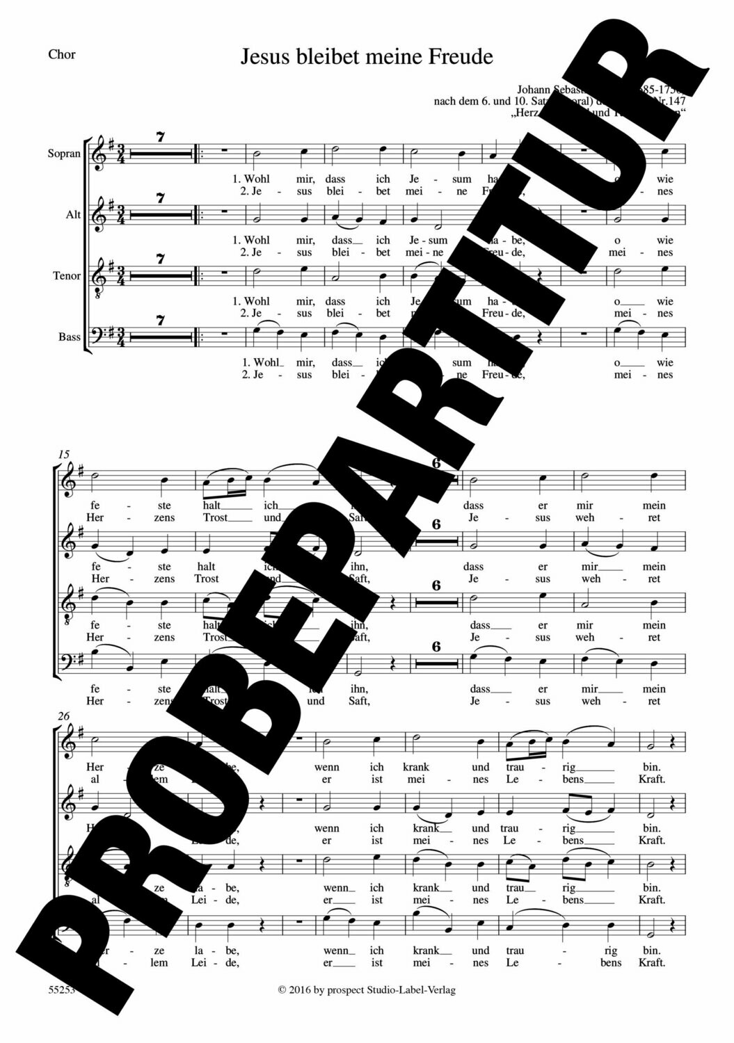 Johann Sebastian Bach (arr. Andreas Lamken): Jesus bleibet meine Freude | Chor SATB und Klavier | Chorpartitur
