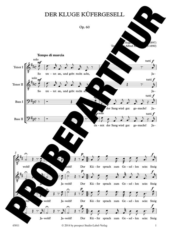 Carl August Kern: Der kluge Küfergesell | Chor TTBB | Partitur | PDF Carl August Kern: Der kluge Küfergesell | Chor TTBB | Partitur | PDF