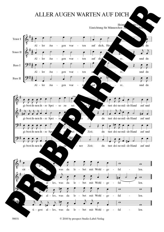 Heinrich Schütz (arr. Andreas Lamken): Aller Augen warten auf dich, Herre | Chor TTBB | Partitur | PDF Heinrich Schütz (arr. Andreas Lamken): Aller Augen warten auf dich, Herre | Chor TTBB | Partitur | PDF