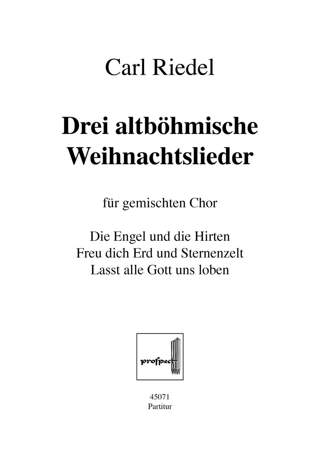 arr. Carl Riedel: Drei altböhmische Weihnachtslieder | Chor SATB | Partitur | PDF