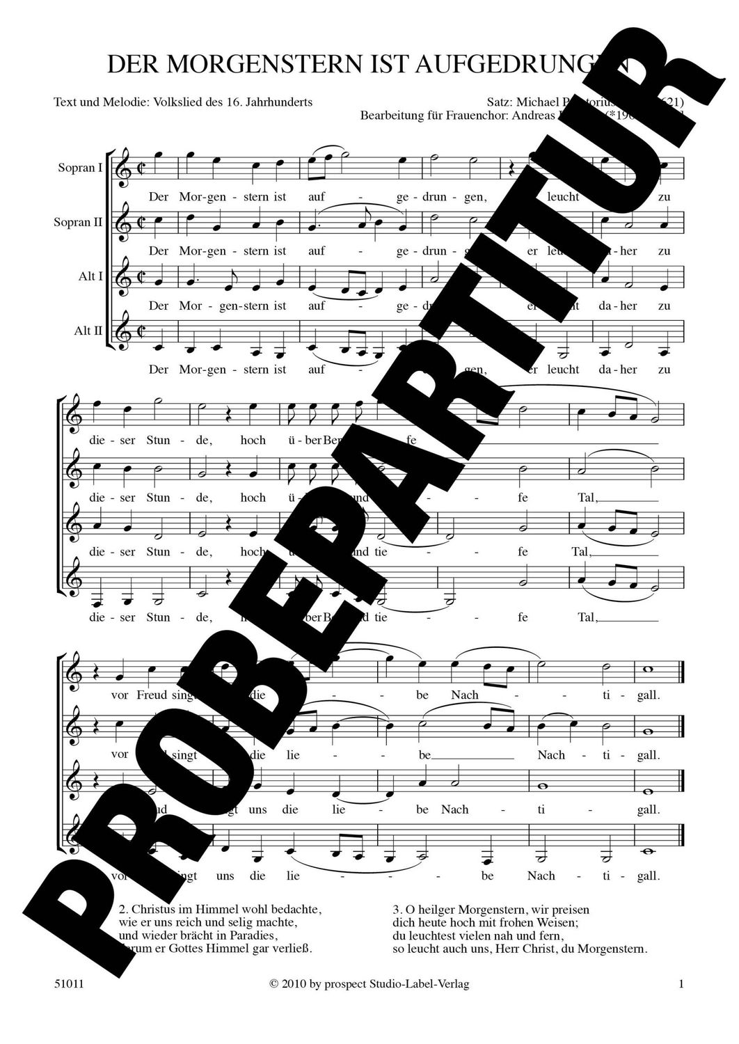 arr. Michael Praetorius: Drei Weihnachtslieder | Chor SSAA | Partitur | PDF