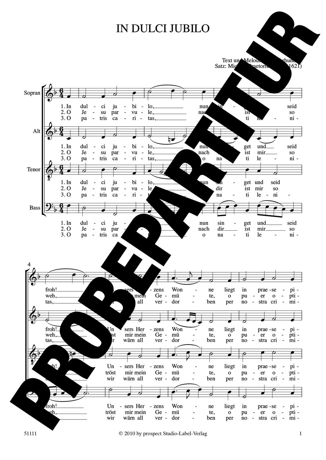 Traditionell (arr. Michael Praetorius): In dulci jubilo | Chor SATB | Partitur | PDF