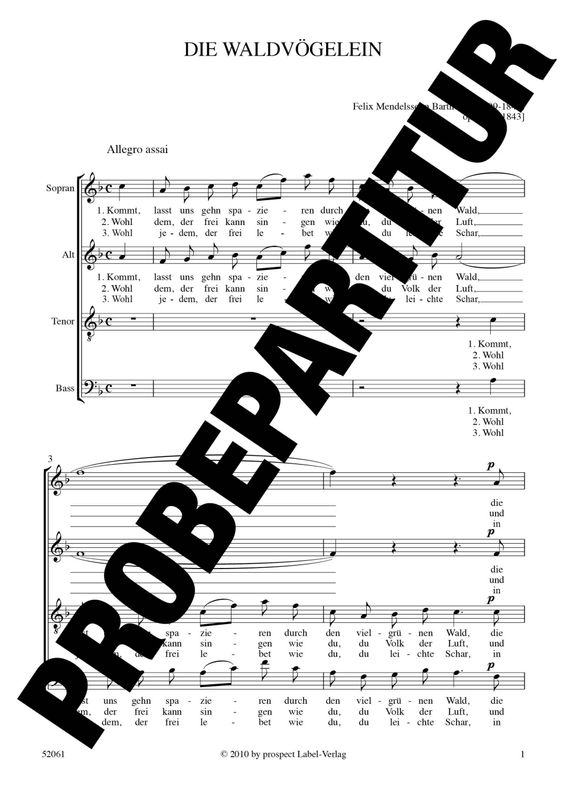 Felix Mendelssohn Bartholdy: Die Waldvögelein | Chor SATB | Partitur | PDF Felix Mendelssohn Bartholdy: Die Waldvögelein | Chor SATB | Partitur | PDF