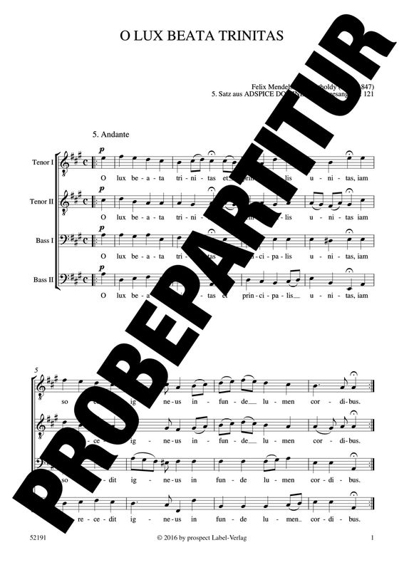Felix Mendelssohn Bartholdy: O Lux Beata Trinitas | Chor TTBB | Chorpartitur | PDF Felix Mendelssohn Bartholdy: O Lux Beata Trinitas | Chor TTBB | Chorpartitur | PDF