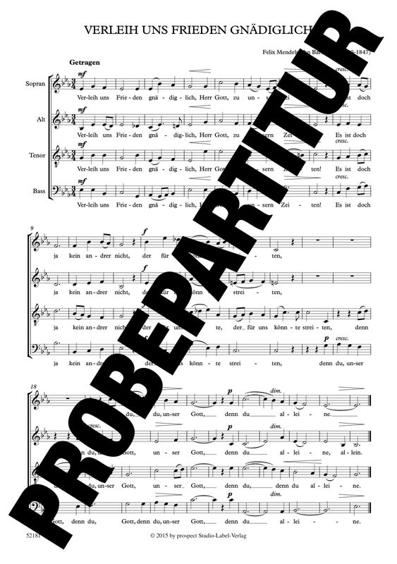 Felix Mendelssohn Bartholdy: Verleih uns Frieden gnädiglich | Chor SATB | Chorpartitur | PDF Felix Mendelssohn Bartholdy: Verleih uns Frieden gnädiglich | Chor SATB | Chorpartitur | PDF