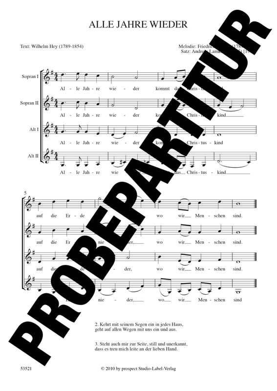 Friedrich Silcher (arr. Andreas Lamken): Alle Jahre wieder | Chor SSAA | Partitur | PDF Friedrich Silcher (arr. Andreas Lamken): Alle Jahre wieder | Chor SSAA | Partitur | PDF