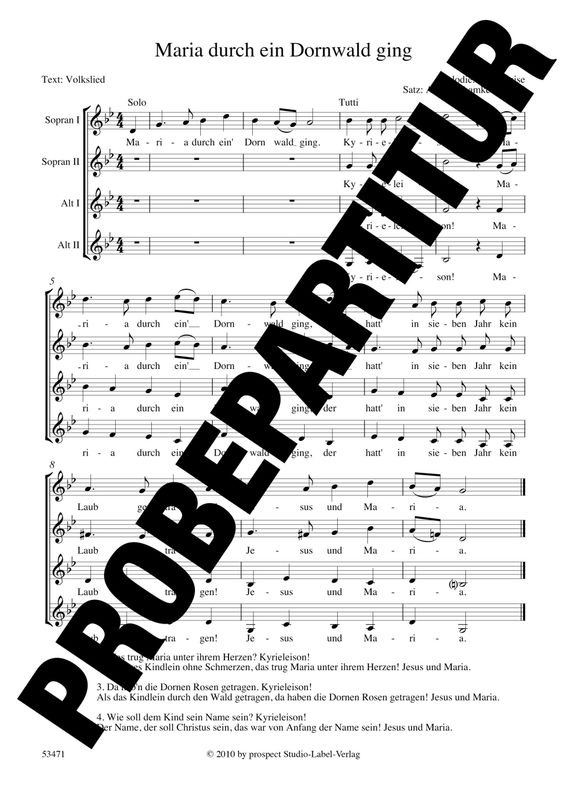 Traditionell (arr. Andreas Lamken): Maria durch ein Dornwald ging | Chor SSAA | Partitur | PDF Traditionell (arr. Andreas Lamken): Maria durch ein Dornwald ging | Chor SSAA | Partitur | PDF
