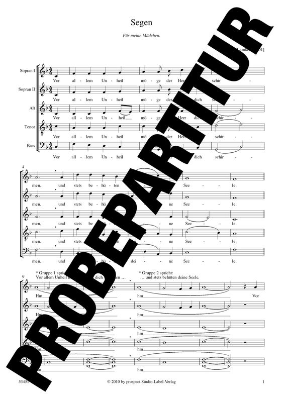 Andreas Lamken: Segen | Chor SSATB | Partitur | PDF Andreas Lamken: Segen | Chor SSATB | Partitur | PDF