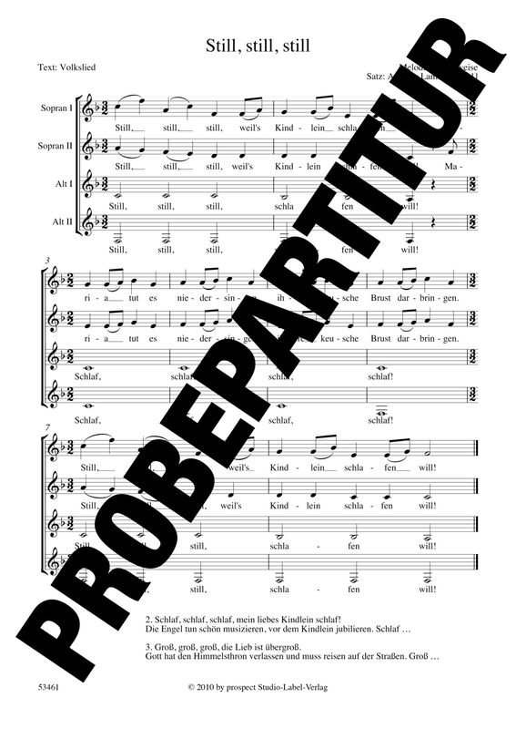 Traditionell (arr. Andreas Lamken): Still, still, still | Chor SSAA | Partitur | PDF Traditionell (arr. Andreas Lamken): Still, still, still | Chor SSAA | Partitur | PDF