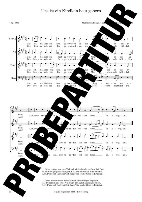 Johann Sebastian Bach: Uns ist ein Kindlein heut geborn | Chor SATB | Partitur | PDF Johann Sebastian Bach: Uns ist ein Kindlein heut geborn | Chor SATB | Partitur | PDF